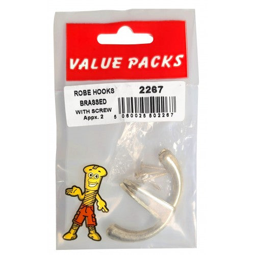 Robe Hooks Brassed with Screws Appx 2 Robe Hooks Brassed with Screws Appx 2